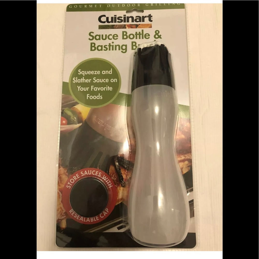 Sauce Bottle & Basting Brush, White/Black